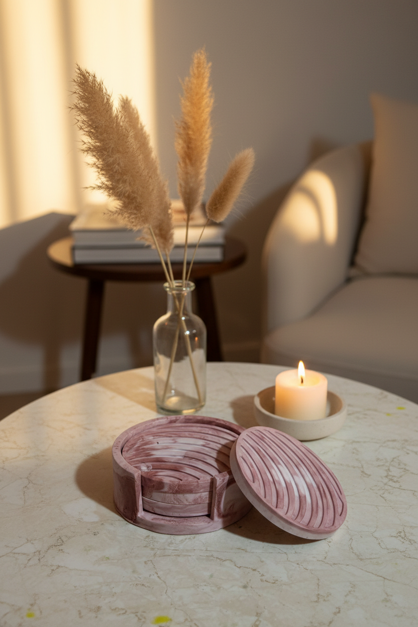 Artisan Porcelain Coaster Set | Σετ 4 Χειροποίητων Σουβέρ