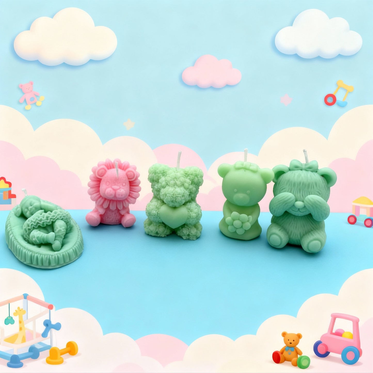 🍼✨ Baby Bliss – Σετ 6 Μίνι Κεριών