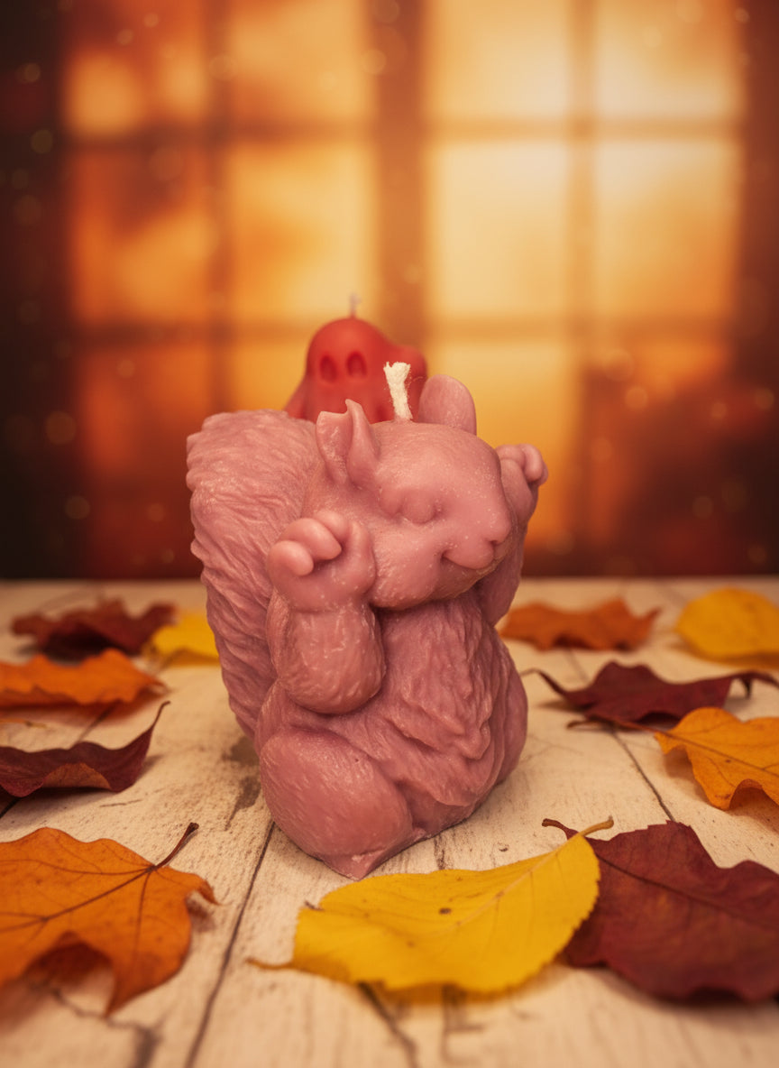 Cute Squirrel Candle – Nature Inspired Decor 🐿️