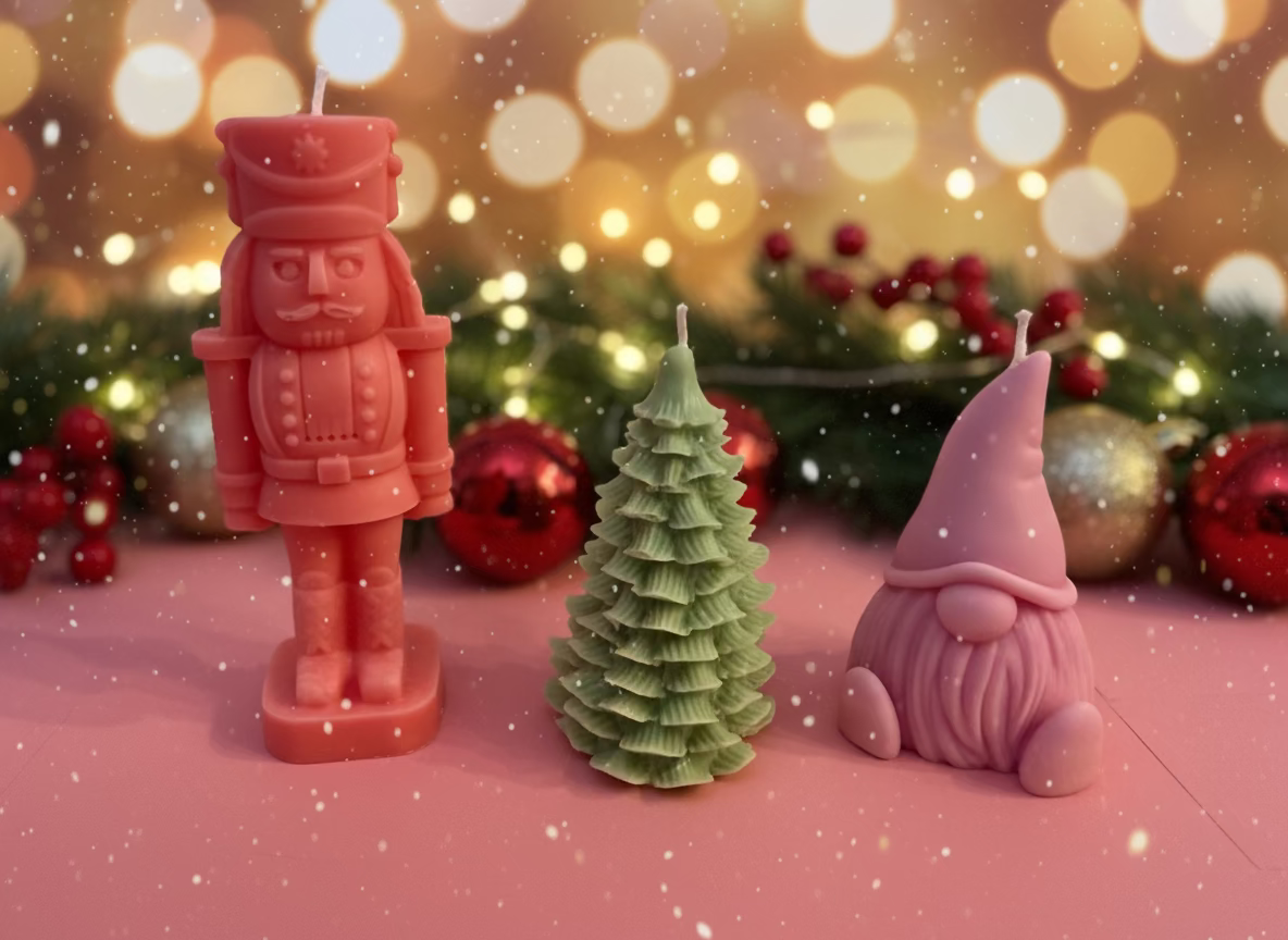 Christmas Candle Set – Nutcracker, Tree & Gnome