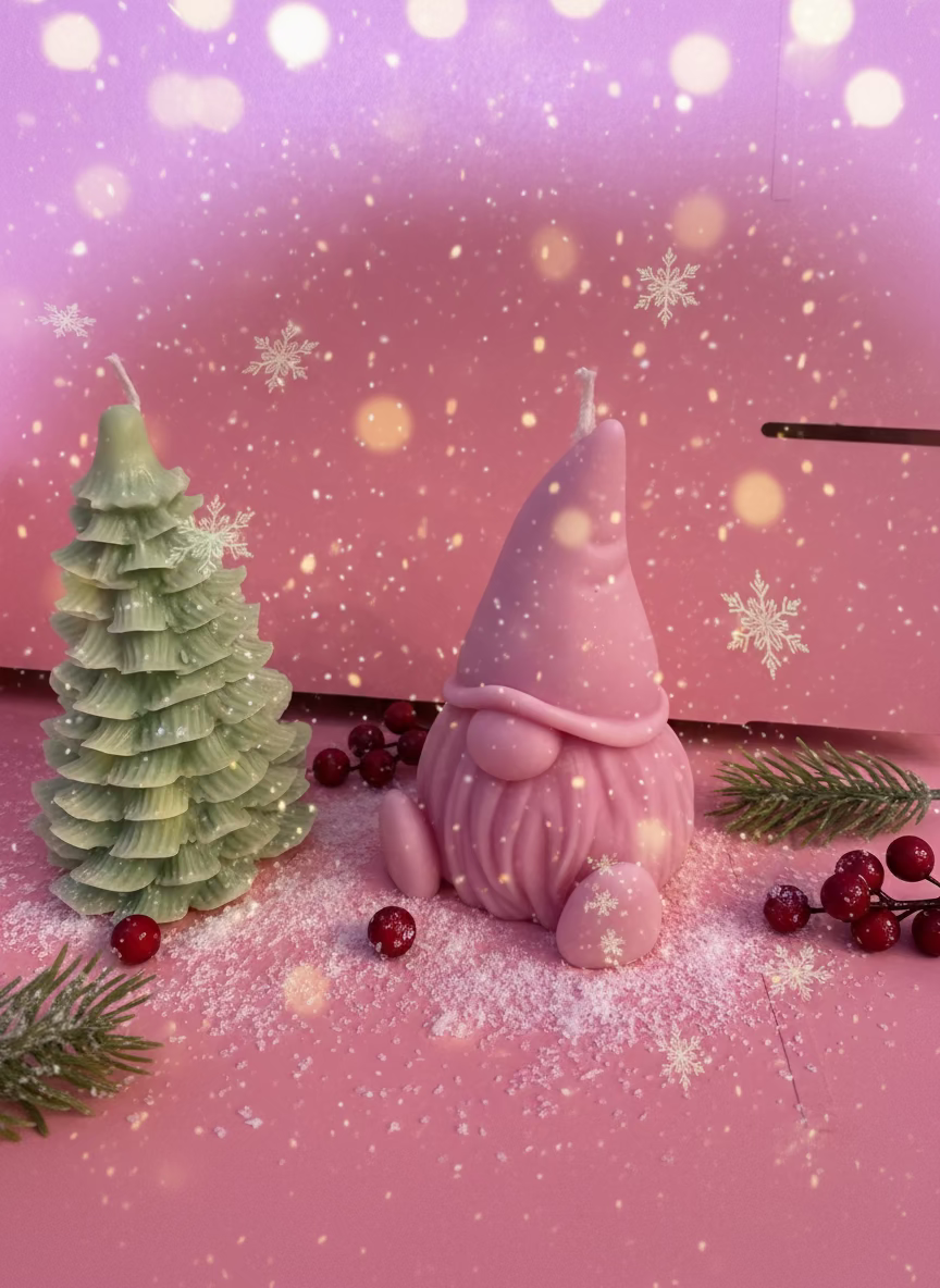 Christmas Candle Set – Nutcracker, Tree & Gnome