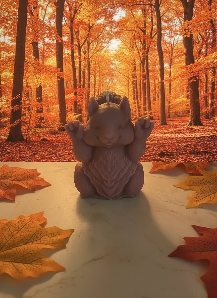 Cute Squirrel Candle – Nature Inspired Decor 🐿️