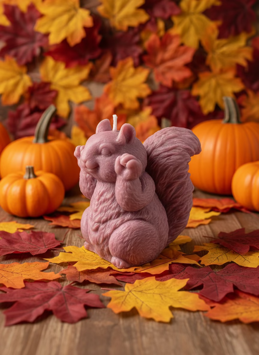 Cute Squirrel Candle – Nature Inspired Decor 🐿️