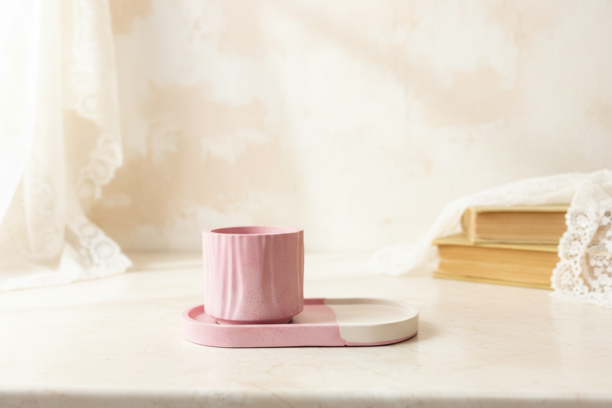 HandMade Pink Vintage Set of 2